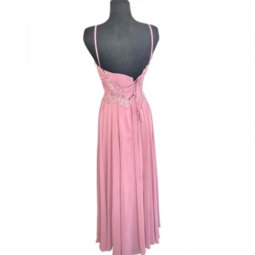 MAUVE COLOR EVENING Chiffon Party PROM Evening Dress XS - Picture 3 of 10